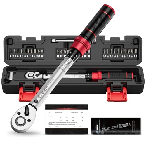 VANPO Bicycle Torque Wrench, 1-25 Nm, 1/4 Inch Torque Wrench Set with 30 S2 Bits, ±3% Precision, 72 Tooth Ratchet, Small Torque Wrench for MTB Bike, Motorcycle, Maintenance and Repair