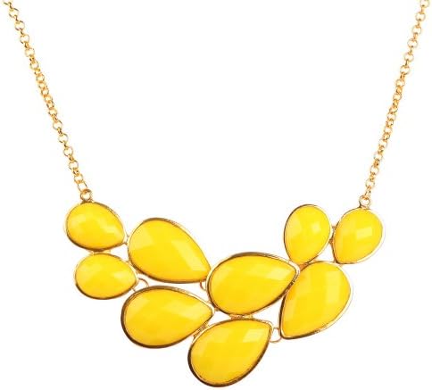 Jane Stone Fashion Yellow Bib Resin Bubble Drop Shape Necklace Elegant Graceful Party Jewellery(Fn0564-Yellow)