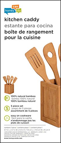 Honey-Can-Do KCH-01080 Bamboo Kitchen Utensil Caddy, 5-Piece Kit