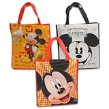 Large Vintage Style Reusable Mickey Mouse Face Non-Woven Grocery Tote Bag (Set of 3)