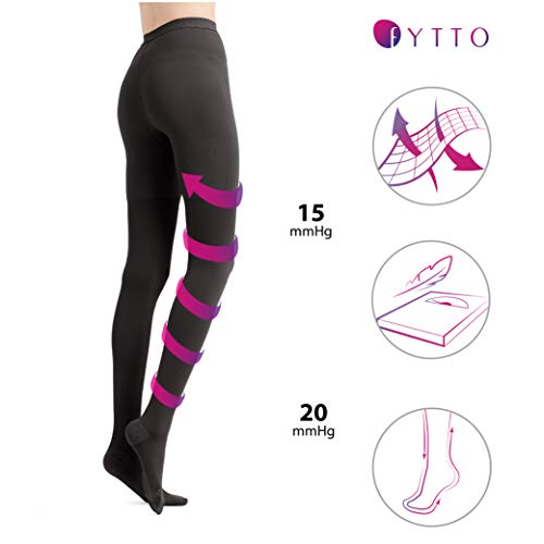 image for Fytto 2026 Women's Microfiber Compression Pantyhose, 15-20mmHg Support
