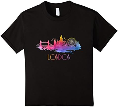 Kids Beautiful London City Skyline T-Shirt 8 Black