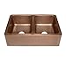 Rockwell Farmhouse Apron Front Handmade Pure Solid Copper 33 in. Double Bowl Copper Kitchen Sink in Antique Copper