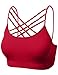 Sports Bra Criss Cross Strappy Bandeau Cami Wirefree Bralette Tops RED SM