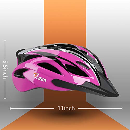 JBM Adult Cycling Bike Helmet Specialized for Men Women Safety Protection CPSC Certified (18 Colors) Black/Red/Blue/Pink/Silver Adjustable Lightweight Helmet (Pink & Black (New), Adult)