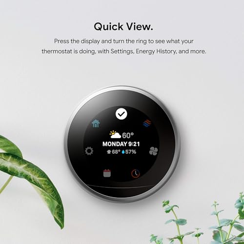 Google Nest Learning Thermostat - 3rd Gen (2015) - Programmable Smart Thermostat for Home - Works with Alexa - Polished Steel - View 10