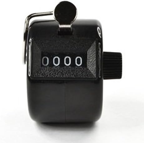 Fetta Hand Held Tally Counter 4 Digit Mechanical Palm Clicker Counter - Assorted Color Handheld Tally Counter for Lap/Sport/Coach/School (Black)