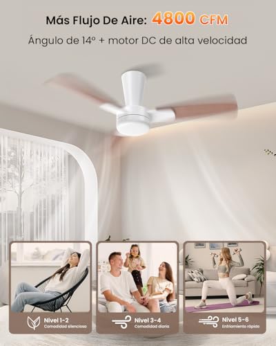 Airwit Ventilador de Techo con Luz LED, 41 Pulgadas, Motor DC Silencioso, 3 Aspas, Abanico de Techo Moderno con Control Remoto para Interior Acabado En Madera Amarilla, Color Madera Oscura