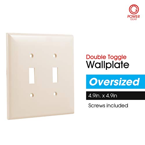 Power Gear 44756 Double Oversized Wall Plate Cover, 2 Gang, Unbreakable Faceplate, x 4.9