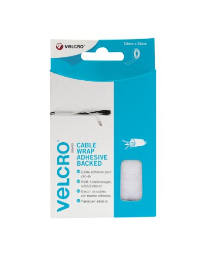 VELCRO Brand VEL-EC60392 Cable Wrap Adhesive Backed, 50mm x 50cm-White