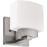 Design House Dove Creek Wall Light Sconce, Satin Nickel Finish, Frosted Glass, Dimmable, for Hallway, Bathroom, Foyer, Bedroo