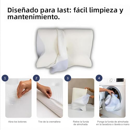 2 en 1 Almohada Memory Foam, Almohada Cervical para Aliviar el Dolor de Cuello, Contorno Ergonómico para el Dolor de Cuello, para Quienes Duermen de Lado Boca Arriba y Boca Abajo (58*38*12cm)