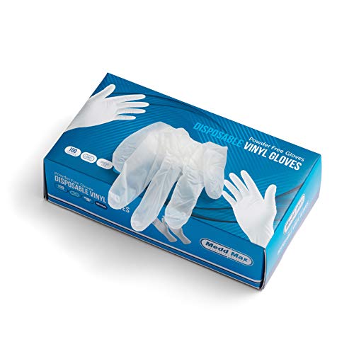 500 Medium Size Disposable Vinyl Gloves Powder Free Latex Free Allergy Free Multi-Purpose Heavy Duty Super Strength Cleaning Gloves Food Grade (5 Pack)