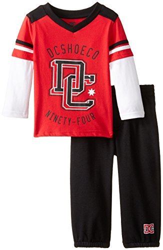 DC Shoes Co Baby Boys' Long Sleeve Tee with Pants, Red, 12 Months