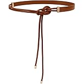 CALFOVERA PU Leather Skinnny Belt Knotted Thin Waist Belt Boho Adjustable Slim Leather Waist Band Strap Rope Waistbands