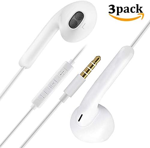 3Pack Earphones In Ear Headphones Wired Earbuds Noise Isolating Headset With Microphone remote sound control Compatible With Phone Samsung Huawei Android Smartphones Tablets and more