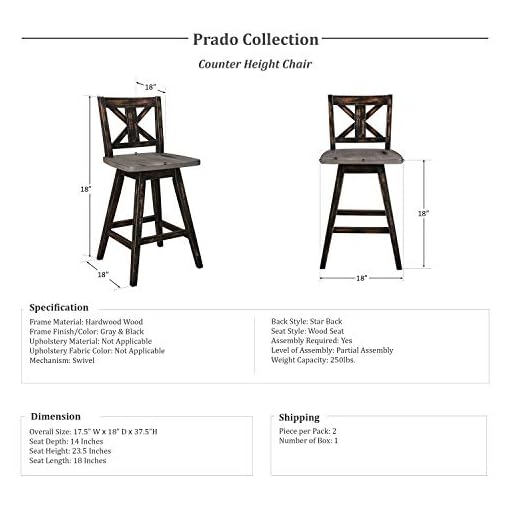 Homelegance Barstool (Set of 2) Amsonia Counter Height Swivel Stool (2