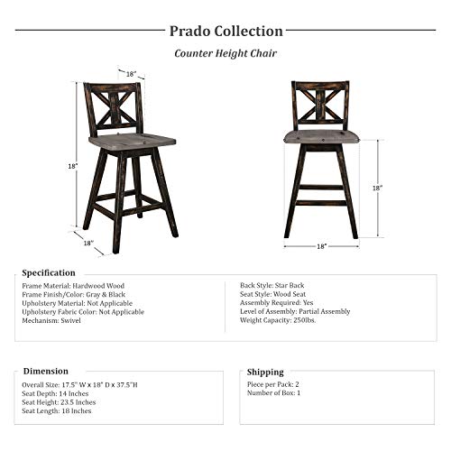 Homelegance Barstool (Set of 2) Amsonia Counter Height Swivel Stool (2