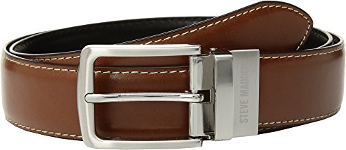 Steve Madden Mens 35mm Casual Reversible Belt Cognac/Black 34 One Size