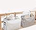 Frjjthchy Bedside Caddy Hanging Storage with Water Bottle Holder for Bunk Bed, Hospital Bed, Dorm Rooms (Grey)
