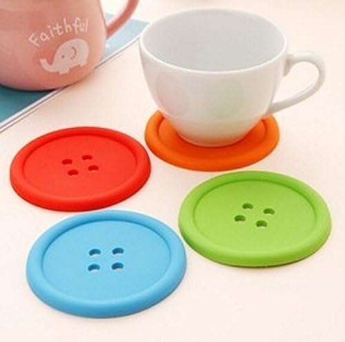 WPCH (2 PC) Silicone Coffee Placemat Button Coaster Cup Mug Glass Beverage Holder Pad Mat Green