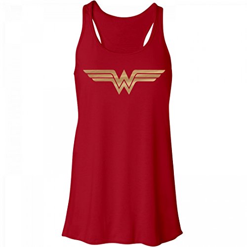 Simple Gold Metallic Wonder Woman: Bella Women's Flowy Metallic Racerback Tank