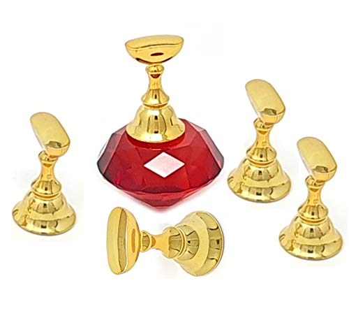 Kiara World Magnetic Nail Art Tips Stand Crystal Base Alloy Holders Manicure Set Practice Holder Salon Tool DIY (Red)