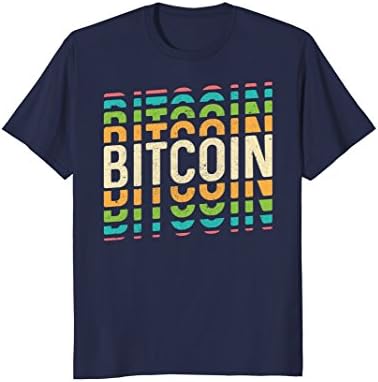 Mens Retro Bitcoin Lover T-Shirt : Cool Crypto Currency Art XL Navy