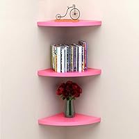 BLRYP Storage Display Shelf Fan Corner Shelf, Monochrome Triangle Wall Mount Storage Bookshelf 28cm28cm1.5cm Kitchen,Bedroom,Living Room,Office,Bathroom, Cafe (color : Pink)