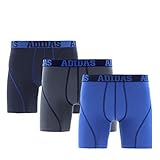 Adidas Men's Climate Performance Boxer Brief Underwear (3-Pack), Blue/Grey, Large