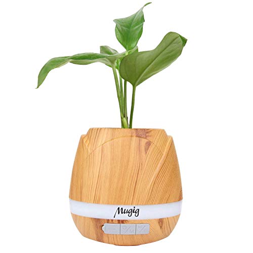 Mugig Music Flowerpot, Music Plant Pot with Wireless Bluetooth Speaker, Multi-color LED Light Smart Touch Musical Flower Pots for Office Home Decor