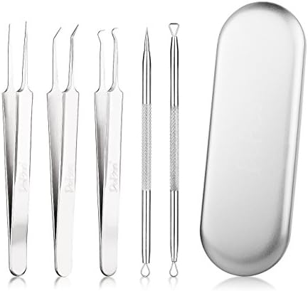 Professional Blackhead &amp; Splinter Remover Tools Easily Cure Pimples Whiteheads Comedones Acne Zit Ingrown Hairs and Facial Impurities Surgical Stainless Steel with Alcohol Prep Pad