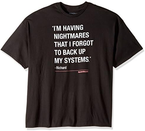 Silicon Valley Men's Big and Tall Hendricks Forgot 2 Back up System Graphic Tee, Black, 5XL