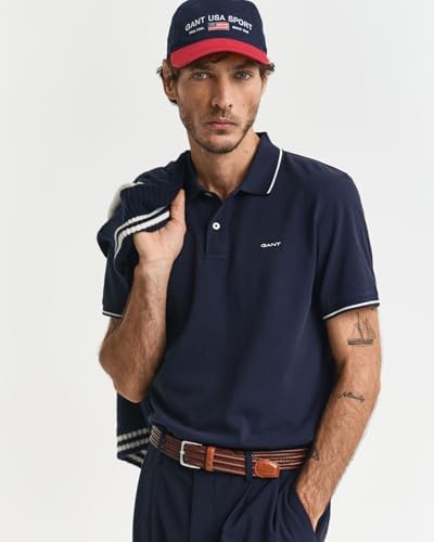 Tipping SS Pique Rugger Uomo, Blu - Evening Blue, M