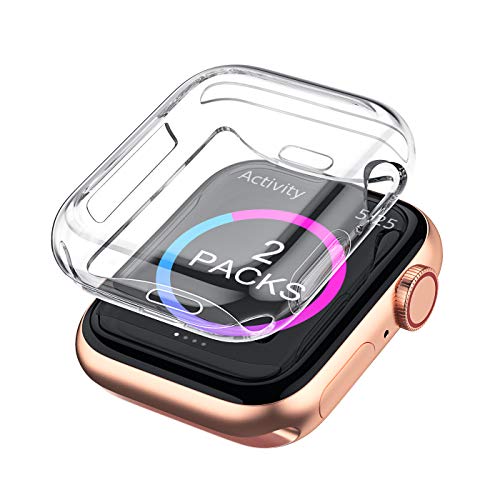 [2-Pack] BELONGME for Apple Watch Screen Protector Series 5 4 44mm 40mm Series 3 2 42mm 38mm, Built in TPU All-Around Protective Case Cover for iWatch Series 5/4/3/2 - Thumbnail 3