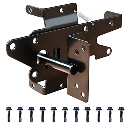 Photo 1 of Bordersmover Heavy Duty Gate Latch, Post Mount Automatic Self-Closing Door Latch,for Wooden/Vinyl Fence, Pool,Garden Outdoor, W/Mounting Screws (Black)