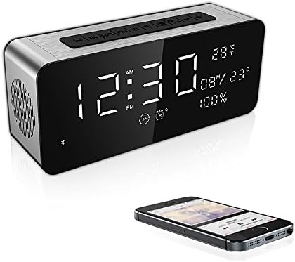 SARDiNE Wireless Portable Bluetooth Outdoor Speaker with FM Radio, LCD Display, Alarm Clock, Temperature, 12w 5000mAh bluetooth 4.2 TF aux USB MP3 wireless speakers with Enhanced Bass Resonator
