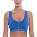 SYROKAN Women's High Impact Front Closure Racerback Full Support Wirefree Sports Bra Blue 38E
