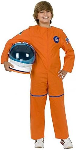 Kids Boys Orange Astronaut NASA Costume And Helmet Bundle XL 12-14