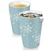 Tea Forte Kati Cup Ceramic Tea Infuser Cup with Infuser Basket and Lid for Steeping, Blue Snowflake