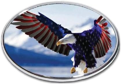 American Bald Eagle Flag - 1 Hitch Cover 2" Hitch Receiver - 3/8 Inch Thick High Grade Aluminum - Size Measures 4" X 6" - Bald Eagle Flag