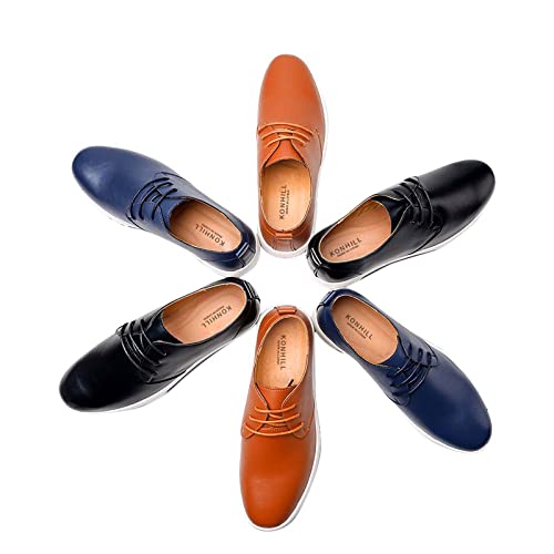 konhill Men's Casual Oxford Shoes Breathable Flat Fashion Laceup Dress