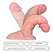 Hyper Realistic Ultra Soft Silicone Dildo Lifelike Vein Superior Penis Dual Layer Liquid Silicone Bendable Penis with Suction Cup Adult Sex Massage Masturbation Toys for Women 7 inch (Natural Flesh)