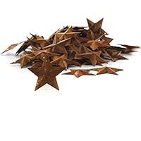 Factory Direct Craft Package of 100 Rusted Tin Dimensional Miniature Barn Stars with Hole and Hollow Backs