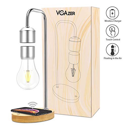 VGAzer Magnetic Levitating Floating Wireless LED Light Bulb with Wireless Charger for Desk Lamp,Room or Office Decor,Unique Gifts