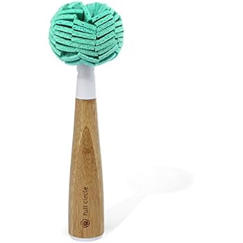 Full Circle Crystal Clear 2.0 Replaceable Bamboo Handle Glassware & Dish Cleaning Sponge, White