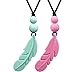 MEGODAY Designer Silicone Feather Pendant Necklace for Kids,Sensory Chew Jewelry for Boys & Girls - Chewelry for Autism ADHD - Oral Motor Chewing Biting Teething Needs Chewlery, Sensory Motor Aids