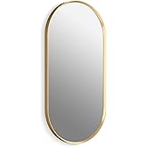 Kohler Essential 18 in. W x 36 in. H Oval Framed Wall Mount Bathroom Vanity Mirror in Moderne Brushed Gold