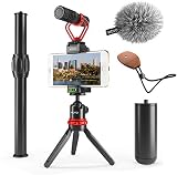 Movo VXR10+ Smartphone Video Rig with Mini Tripod, Phone Grip, and Video Microphone Compatible with iPhone 11, 11 Pro, XS, XR, X, 8, 7, 6S, 6, 5S and Android - for YouTube, Filming, Vlogging Kit Gear