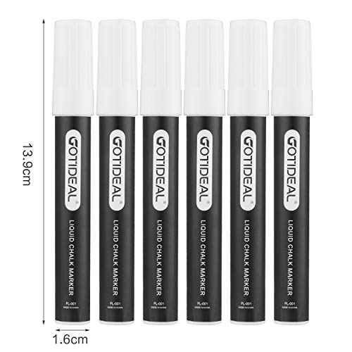 GOTIDEAL Liquid Chalk Markers, 6 Pack White Chalk Pens for Windows